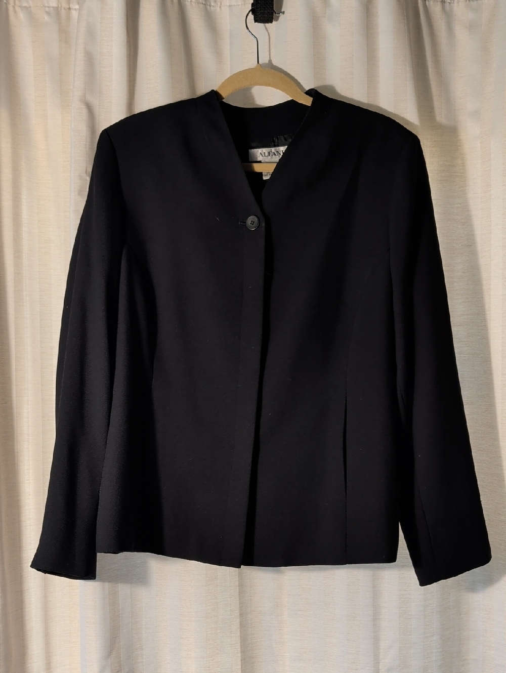 Alfani Black Single-Button Collarless Blazer